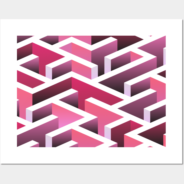 Pink 3D Maze Wall Art by Golden Eagle Design Studio